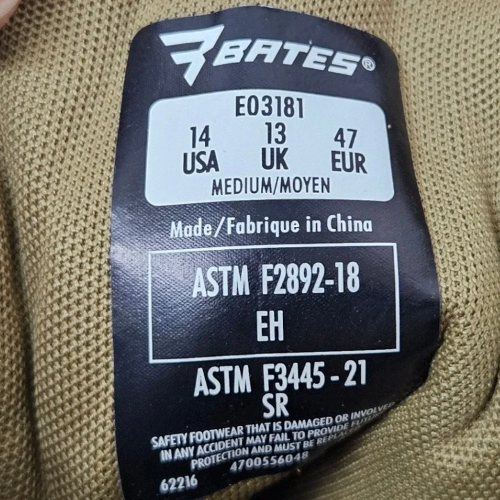 Bates Tactical Sport 2‎ Boots Tall Side Zip E03181 Coyote Brown Men's Size 14